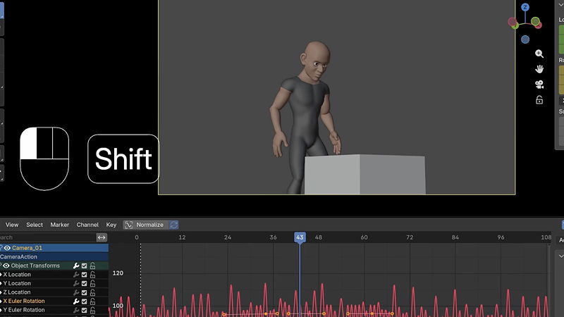 Noise modifier applied to a camera curve for a handheld feel