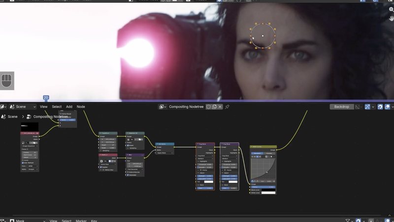 Fog Glow glare effect applied to live action footage in the compositor