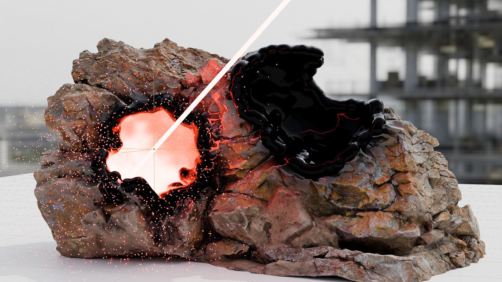 A procedural mining laser effect from the Geometry Nodes course