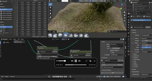 Geometry Nodes systems animating in Blender