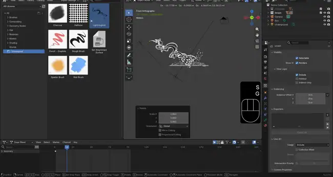 Grease Pencil strokes, fills, and layers animating in Blender