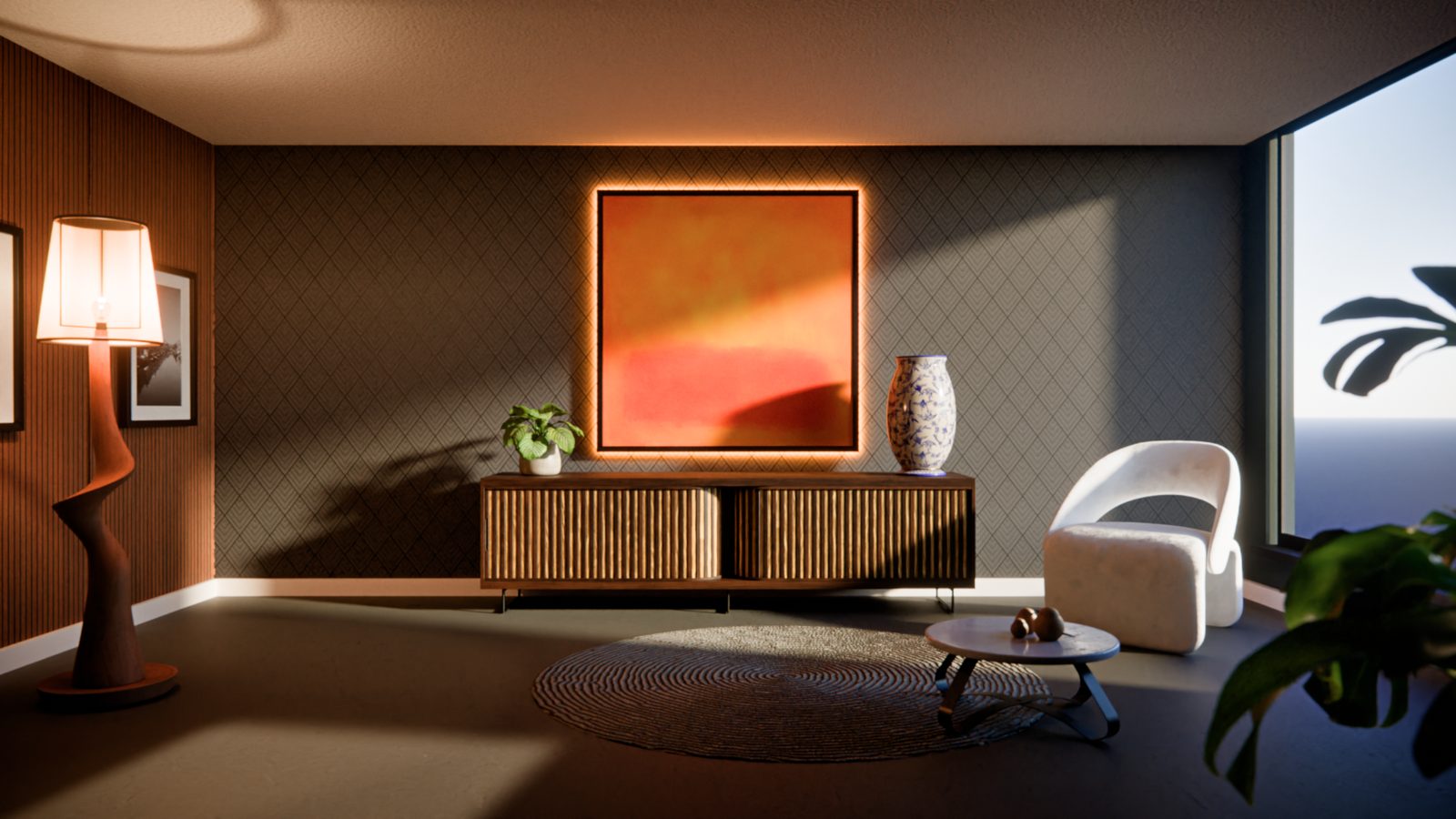 A lit scene from the Lighting course