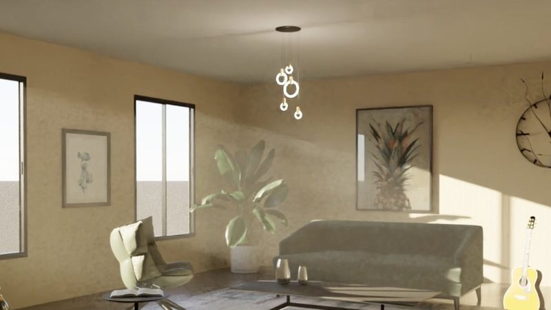 A living room scene used to demonstrate exposure and color management