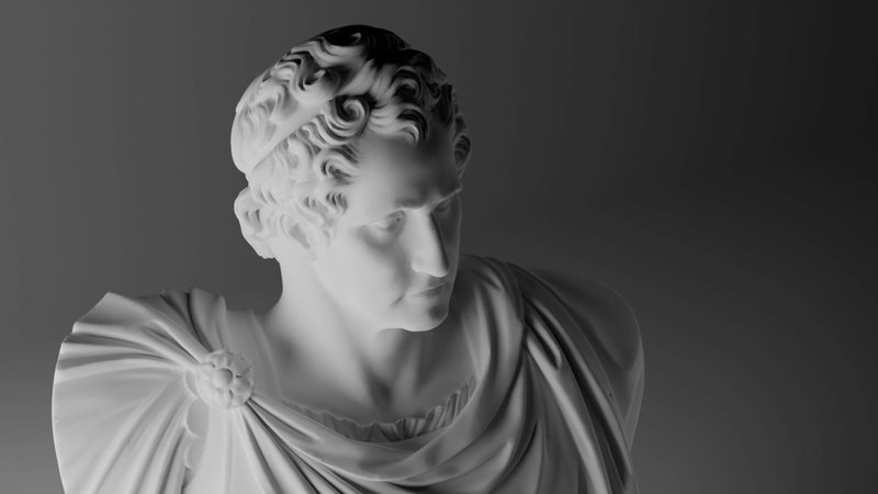 A marble bust demonstrating classic portrait lighting setups