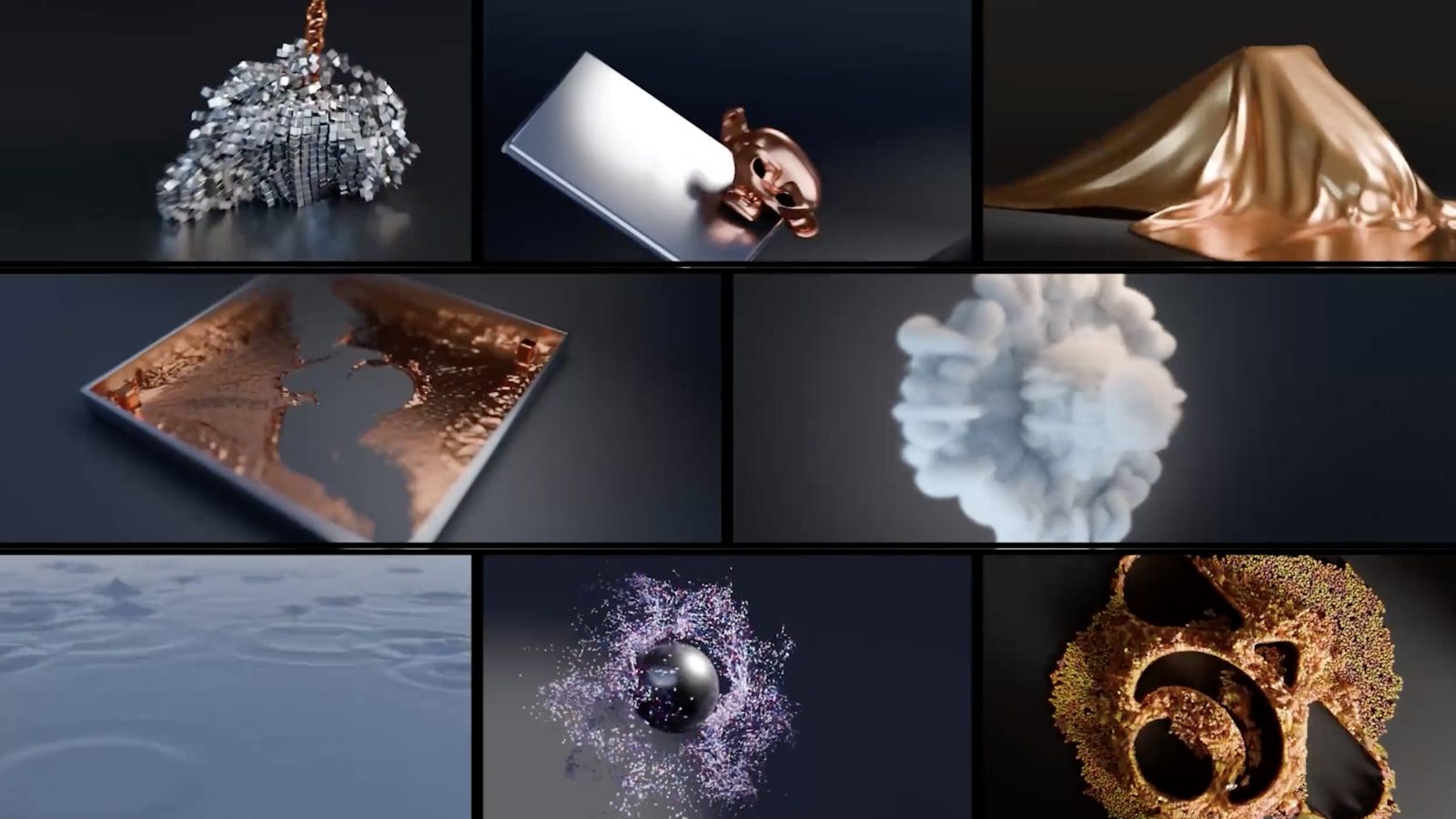 A grid of physics simulations from the Physics course