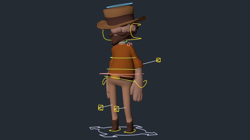 The Wrangler, a biped character rig built as the course's final project