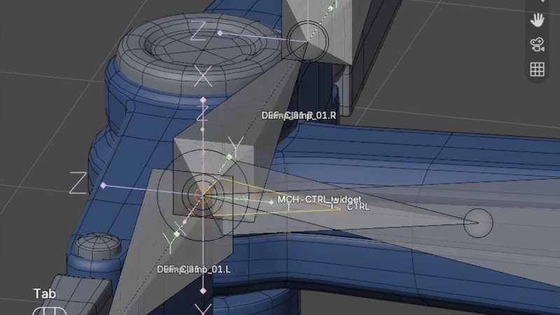Clamp bone controls on a crane arm rig