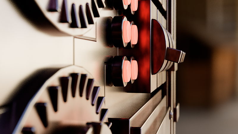 Mechanical procedural texture applied to the switch box control panel